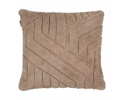 Sierkussen Abstracte Lijnen Bruin/Taupe Textiel Vierkant 45xnvtcm (BxH)