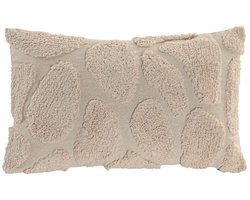 Sierkussen ALORA Katoen 50 x 30 cm – Beige – Kussen met Organisch Reliëf Design – Inclusief Vulling