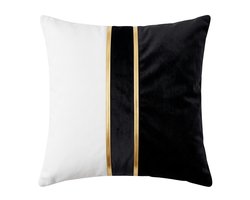 Sierkussen AURELIO Velvet 45 x 45 cm – Luxe Wit Zwart Kussen met Gouden Details – Inclusief Vulling