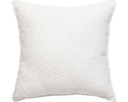 Sierkussen Bouclé Teddy – Wit – 45 x 45 cm – Inclusief Vulling – Zacht en Stijlvol
