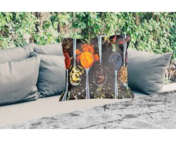 Sierkussen Buiten - Lepel - Specerijen - Kruiden - Eten - Tafel - 60x60 cm - Weerbestendig