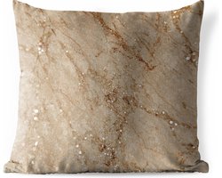 Sierkussen Buiten - Marmer - Bruin - Luxe - 60x60 cm - Weerbestendig