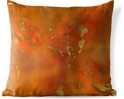 Sierkussen Buiten - Marmer - Goud - Oranje - 60x60 cm - Weerbestendig