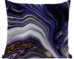 Sierkussen Buiten - Marmer - Paars - Luxe - Marmerlook - Glitter - 60x60 cm - Weerbestendig