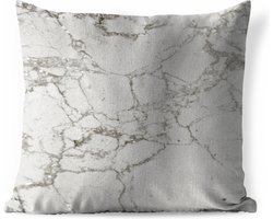 Sierkussen Buiten - Marmer - Zilver - Glitter - 60x60 cm - Weerbestendig