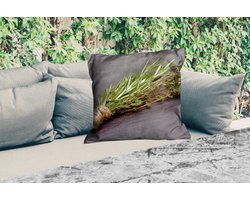 Sierkussen Buiten - Tijm - Kruiden - Groen - Tafel - Keuken - Steen - 60x60 cm - Weerbestendig