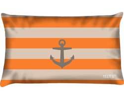 Sierkussen - Buitenkussen La Dolce Vita Oranje Grijsbruin Waterafstotend Bootkussen Streep Anker