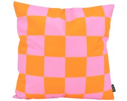 Sierkussen Checker Oranje/Roze | 45 x 45 cm | Katoen/Polyester