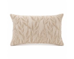 Sierkussen ELVANO Beige 60 x 40 cm – Inclusief Vulling – Kussen met Reliëfstructuur – Geweven 3D Patroon