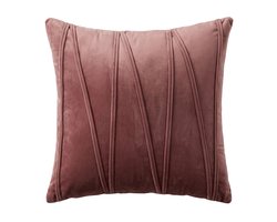 Sierkussen ELVIRA Velvet 45 x 45 cm – Luxe Oudroze Kussen met Verticale Stikdetails – Inclusief Vulling