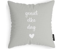 Sierkussen - Geniet Elke Dag Minty Buiten - Multicolor - 40 Cm X 40 Cm
