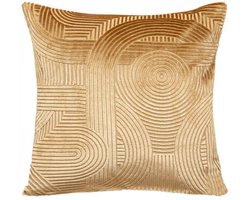 Sierkussen hoes Fran - goudkleurig - velours met 3D motief - 40 x 40 cm