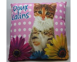 Sierkussen - hond of kat - met tekst - 34 x 34 cm