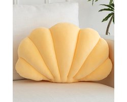 Sierkussen in de vorm van een schelp, met fluwelen bekleding, geschikt voor de bank en het bed; een schattig kussen in strandstijl met schelpmotief, een trendy accessoire voor de slaapkamer en de woonkamer