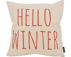 Sierkussen Kerst Hello Winter | 45 x 45 cm | Katoen/Linnen
