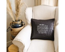 Sierkussen Kussen met tekst bedrukt cadeau | Regels voor Bij Opa Thuis | grijs met opdruk wit met vulling | 50x50 cm | vaderdag verjaardag opa man