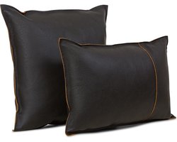Sierkussen - Leren - Zwart - 50 Cm X 35 Cm
