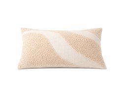 Sierkussen Luna – Bouclé – Beige & Wit – 30 x 50 cm – Inclusief Vulling
