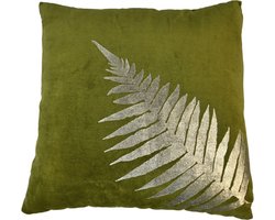 Sierkussen met print - 45x45 - Olijfgroen/goud - Velvet