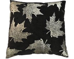 Sierkussen met print - 45x45 - Zwart/goud - Velvet