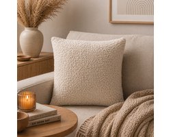 Sierkussen Mila – Bouclé – Beige – 40 x 40 cm – Inclusief Vulling