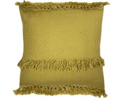 Sierkussen - Mustard Fringe - Geel - 50 Cm X 50 Cm