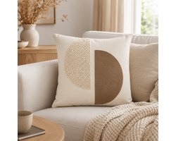 Sierkussen Nora – Bouclé Look – Beige/Taupe – Modern Design – 40 x 40 cm – Inclusief Vulling