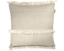 Sierkussen - Offwhite Fringe - White - 50 Cm X 50 Cm
