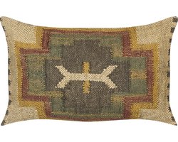 Sierkussen PULICAT Jute 30 x 50 cm Groen Oosters patroon