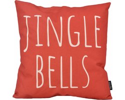 Sierkussen Red Kerst Jingle Bells | 45 x 45 cm | Katoen/Linnen