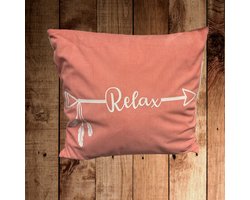 Sierkussen "Relax" – Decoratief Kussen – Roze/Coral Ribstof – 45x45 cm met vulling