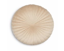 Sierkussen Rond Ø40 cm Beige Velours – Zacht Fluweel Kussen met Vulling – Decoratief Woonkussen – Polyester (Gerecycled) – Luxe Design