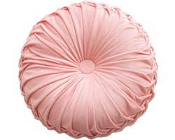 Sierkussen - Rond sierkussen - Geplooid rond sierkussen - 13,7 inch - Bankkussen - Vloermat - Decoratief kussen - Futonkussen op wieltjes - Geschikt voor banken, bedden, stoelen in de woonkamer - 35 cm - Lichtroze