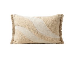 Sierkussen Serena 30 x 50 cm – Beige Naturel Kussen met Structuur en Franjes – Inclusief Vulling