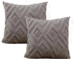 Sierkussen set van 2 50x50 cm Grijs | Inclusief binnenkussens | Fluffy, Zacht, Pluche, Teddy | Sier Kussen Vierkant | Sierkussens set Lichtgrijs, Donkergrijs | Kussenset Bank binnen, Woonkamer | Decoratie kussens