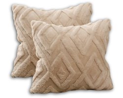 Sierkussen set van 2 60x60 cm Beige | Inclusief binnenkussens | Vierkante, Zachte & Luxe Sierkussens voor Bank & Woonkamer