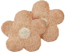 Sierkussen set van 2 bloemenvorm perzikroze 30 x 30 cm SORREL