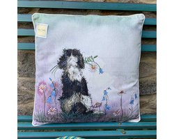 Sierkussen - Spaniel & Flowers ~ Spaniel & Bloemen - 45 Cm X 45 Cm