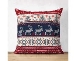 Sierkussen Velvet - 45x45 cm - Kerst rendieren - Inclusief binnekussen