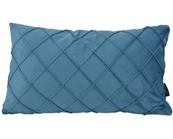 Sierkussen Velvet Cross Petrol | 30x50 cm | Velvet/Polyester