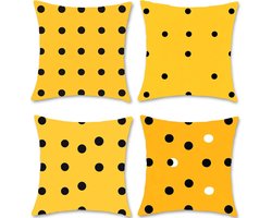Sierkussen voor bank, oranje, 55 x 55 cm, draaibare kussenovertrekken, set met 4 vierkante fluwelen kussenslopen, bedkussen, dubbelzijdige print, voor Halloween, slaapkamer, huisdecoratie, S1-69