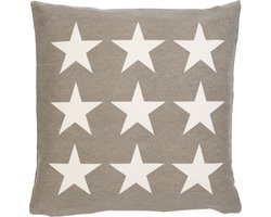 Sierkussenhoes - 100% Katoen - kussenhoes - Sterren - Stars - 50 x 50 cm - Donkergrijs