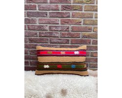 Sierkussenhoes 30x50 cm – Original Kelim Kussenhoes - Authentieke stijl kussenhoesjes - Handgeweven kelim kussen - %100 Wol