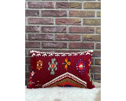 Sierkussenhoes 30x50 cm – Original Kelim Kussenhoes - Authentieke stijl kussenhoesjes - Handgeweven kelim kussen - %100 Wol