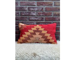 Sierkussenhoes 30x50 cm – Original Kelim Kussenhoes - Vintage stijl kussenhoesjes - Handgeweven kelim kussen - Vintage Kelim Kussenhoes - %100 Wol