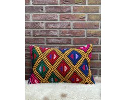 Sierkussenhoes 30x50 cm – Original Kelim Kussenhoes - Vintage stijl kussenhoesjes - Handgeweven kelim kussen - Vintage Kelim Kussenhoes - %100 Wol