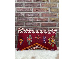 Sierkussenhoes 30x50 cm – Original Kelim Kussenhoes - Vintage stijl kussenhoesjes - Handgeweven kelim kussen - Vintage Kelim Kussenhoes - %100 Wol