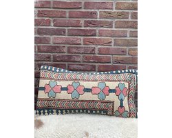 Sierkussenhoes 35x65 cm – Original Kelim Kussenhoes - Vintage stijl kussenhoesjes - Handgeweven kelim kussen - %100 Wol