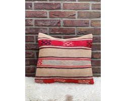 Sierkussenhoes 40x40 cm – Original Kelim Kussenhoes - Vintage stijl kussenhoesjes - Handgeweven kelim kussen - %100 Wol