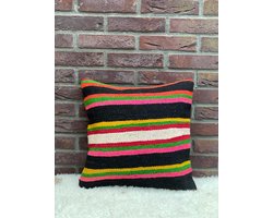 Sierkussenhoes 40x40 cm – Original Kelim Kussenhoes - Vintage stijl kussenhoesjes - Handgeweven kelim kussen - %100 Wol